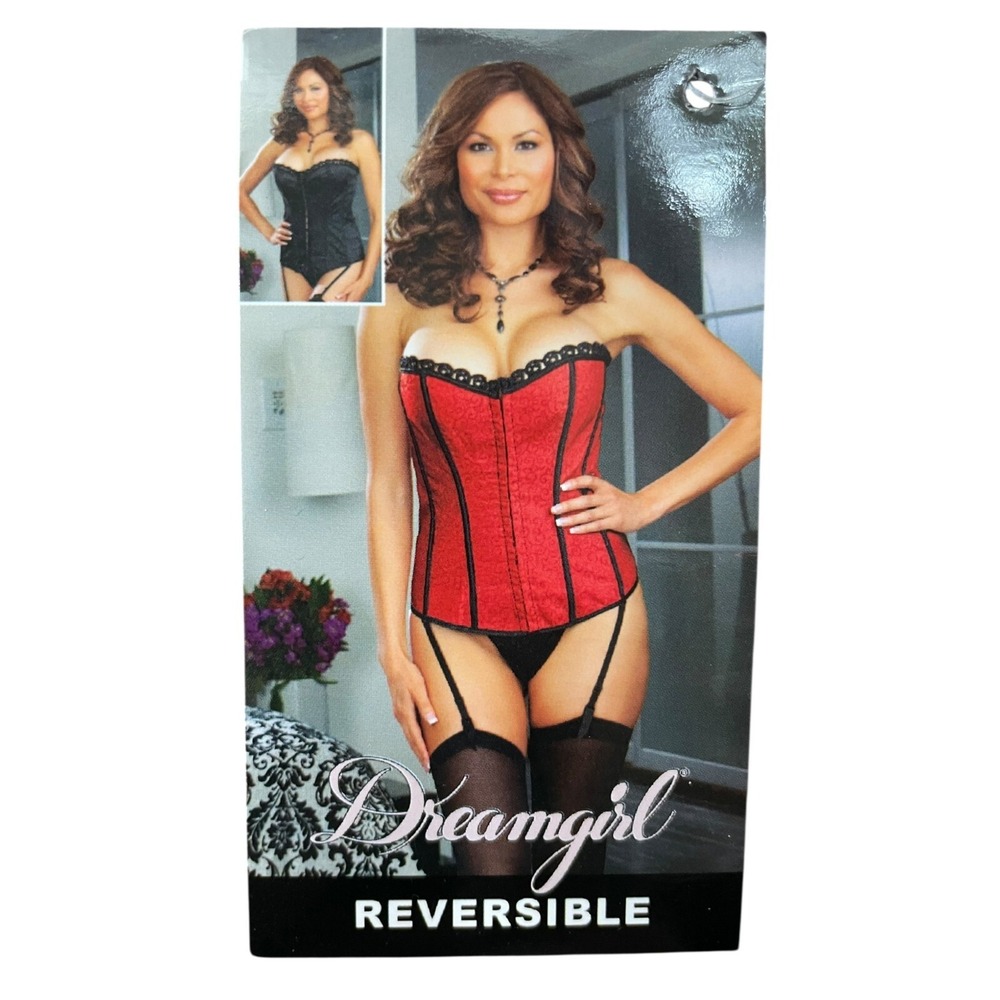 Dreamgirl Corset Sz 1X Red Black Cosplay Ren Faire Bustier Cinch Lace Up Fantasy